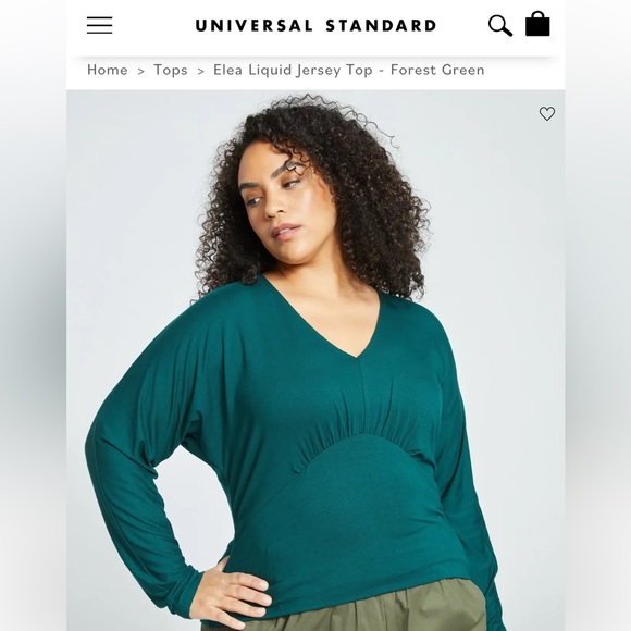 Universal Standard Elea liquid jersey top in forest green - Picture 4 of 5